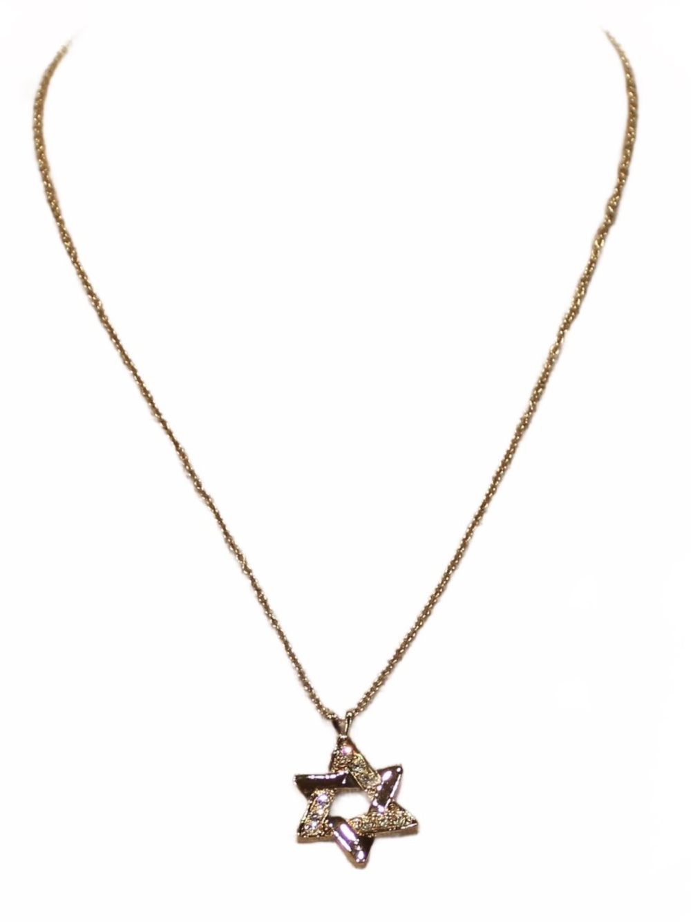 Avon Star of David Necklace Gold-tone Clear Rhinestone